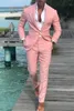 2 Pieces Coat Pants Tuxedos Summer Beach Men Suits Pink Pantsuits for Wedding Ball Slim Fit Groom Men Male Suit Jacket Pant290a