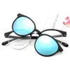 Cubojue Women039s Clip-on-Sonnenbrille, polarisierte magnetische Linse, runder Brillenrahmen, rosa, blau, verspiegelt, passend für Myopie-Brillen7519993