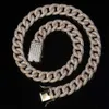 15mm New 14K Gold Iced Cuban Link Chain with Diamond Lock Clasp Micro Pave Cubic Zirconia Simulated Diamonds Chain Necklace