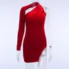 Outono Inverno Nova Mulheres Sexy Vestido uma manga hip envoltório vestido preto de veludo Bodycon Rhinestone borla Magro vestido de festa preto Dança