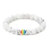 Pedras pretas Pulseiras frisadas Gay Rainbow Pulseira Conciso Pride Amizade Jóias Melhor Amigo Chakra Bracelet