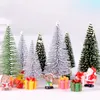 크리스마스 장식 2pcs 인공 미니 크기의 나무 집 장식 입상 미니어링 요정 정원 장식용 책상 DIY 액세서리 1
