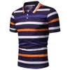 Short Sleeve Stripe Print Shirt Men Casual Top Brand Slim Fit Shirts Men's Clothing Casual Shirt