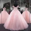 2019 paillettes brillantes strass rose robes De Quinceanera robe De bal perlée douce 16 ans robe De bal robes De 15 Anos QC1376