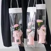 Transparente Blumenstrauß-Handbox aus PP-Kunststoff, Blumenkarton, Zylinder, Blumenbehälter, Rosen-Geschenkverpackung, Tasche zum Tragen von Blumen