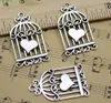 30 pçs Coração Birdcage Alloy Charms Pingente Retro Jóias Fazendo DIY Chaveiro Antigo Pingente de Prata Para Pulseira Brincos 34x20mm