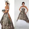 Axelfri camo bröllopsklänningar snörning vestidos de novia kamouflage boll klänning skog brudklänning senaste design billigt bröllop205w