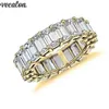 Vecalon Eternity Promise Ring 925 Sterling Silver Princesa Full Cut 5A CZ Party Weding Band Rings For Mull Men Jewelry Gift 2519