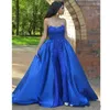 Royal Blue Jumpsuits Lace Prom Dresses Sweetheart Pärled Overkirt Appliced ​​aftonklänningar Sop Train Evening Dress Vestidos de Fiesta