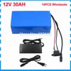 10PCS 12V 배터리 30A 12.6V 3A 충전기와 12V 3S Ebike UPS 배터리 도매 12V 30AH 30000MAH 리튬 이온 배터리