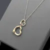 Wholesale-New Luxury fashion brand Hollow out T letter big small Peach heart women charm contracted double Peach heart necklace jewelry