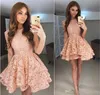 2019 Cheap Chic Layered Lace Pink Homecoming Dress A Line Mini Short Juniors Sweet 15 Graduation Cocktail Party Dress Plus Size Custom Made