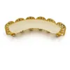 Griglie d'oro Hip Hop Oro ICED OUT Diamanti CZ Denti Top Argento Gioielli Hiphop Denti d'oro Grillz Strass TopBottom Grills Set S5054127