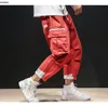 Vårhöstvatten Märke Oavsett Cargo Byxor Män Koreanska Mode Lösa Ankellängd Byxor Streetwear Multi Fickor Byxor Män