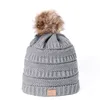 9 cores em estoque! Inverno tampão de lã malha chapéus Chapéus Gorro Bonnet pom-pom para Hat Adulto Aqueça Cap para 54-60cm de Inverno