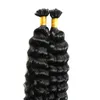 Deep Curly 100g / Lot 100s Förbundna Fusion U-Tips Hårförlängningar 100g Virgin Human Hair 100% Maskin Tillverkad Remy Human Hair Extensions Capsule