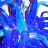 Art moderne Lustres bleus Lampe à suspension Lustres ronds-Plafond Source d'éclairage Lustre en verre soufflé à la main Lumière avec lumières LED