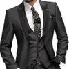 Ny högkvalitativ träkol grå brudgum Tuxedos One Button Peak Lapel Groomsmen Män Bröllopsdrag Brudgum (Jacka + Byxor + Tie + Vest) xf288