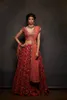 Robes de soirée rouge perlé de luxe en V manches de bal robe de bal formelle longue bling cristal plus taille indienne Dubaï Pageant Robes de fête