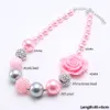 Flor-de-rosa meninas Chunky Bubblegum Colar Beads bebê Crianças colares de pérolas Choker de jóias para crianças do presente do partido