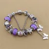 Wholesale-Charm Bracelet 925銀のブレスレット用レオロイヤルクラウンビーズバタフライとフクロウと花の魅力DIYジュエリークリスマスプレゼント