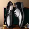 Nya Mens Rormal Skor Äkta Läder Italienska Brand Business Derby Man Skor Lace-up Casual Concise Comfort Men Oxfords Handgjorda FSDX-FA