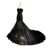 tule Black Lace Vestidos sereia sexy com Applique Beads Mermaid Prom Dress real Pictures On Sale Cheap