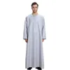 Masculino manga longa muçulmano jubba thobe mid oriental árabe robe vestido sólido plus size roupas islâmicas masculino thobe jubba 249c