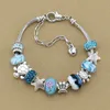 Strands Blue Magic Beads 925 Silver Bracelet Starfish Turtle Gold som DIY smycken gåva
