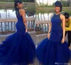 Royal Blue Prom Dresses 2020 Nieuwe Back Mermaid Harde Beadings Avond Party Jurken Indian Black Girl Dress Vestido de Festa voor Dames Special
