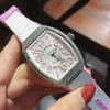 新しいヴァンガード Lday 腕時計ダイヤモンドベゼルホワイティピンクダイヤルスイスクォーツレディース腕時計ローズゴールドケースホワイトレザーストラップファッションレディース腕時計