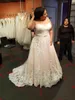 2019 nouvelle grande taille robes de mariée en dentelle sans bretelles dos nu balayage train robes de mariée gaine appliquée longue robe de mariée