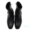 Горячие Сбывание сапоги Мужская обувь Toe Пряжка Остроконечные Мужчины Boots Brown кожа Мужская модельная обувь Botas Militares обувь Мужчины