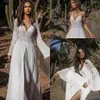 Asaf Dadush Wedding Dresses with Long Sleeve Wrap Jacket Vintage Crochet Lace Fairy Flowy Chiffon Beach Boho Bridal Wedding Gowns