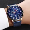 LUIK Mode Heren Horloges Topmerk Luxe Horloge Quartz Klok Blauw Horloge Mannen Waterdichte Sport Chronograaf Relogio Masculino C314C