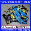 Honda CBR 600RR 600F5 CBR600RR 09 10 11 12 282hm.0 CBR 600 RR F5 CBR600 RR 2009年2011年2011年のフェアリングキットサメフィッシュブルー