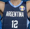 Camiseta de baloncesto del equipo de la Copa Mundial 2019 Argentina 12 Marcos DELIA 3 Luca VILDOZA 9 Nicolas BRUSSINO 10 Maximo FJELLERUP 4 Luis SCOLA GARINO