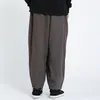 Calças masculinas originais perna larga perna sólida forma simples retro retro japonês e mulheres folgadas quatro estações