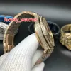 Tam Elmaslar Parlak Kuvars İzle 41mm Bling Buzlu Gül Altın Çelik Kılıf Gül Altın Elmas Dial VK Kronograf Tam Buzlu Saatler 2728101