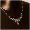 Bloemkroon Set Bruiloft Accessoire Trendy Zirkoon Tiara Ketting Strass Kroon Voor Bruid Bruiloft Optocht Kronen3881851