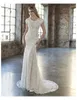 2019 paillettes pizzi sirena modesta abiti da sposa con maniche a cappuccio bottoni con scollo a V sulla schiena in rilievo appliques di pizzo donne moderno lds abiti da sposa