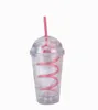 The latest DIY straw cup 450ml Drinkware milkshake double-layer plastic milk coffee cups, color can be customized