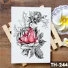 Croquis fleur fleur pivoine Rose imperméable temporaire tatouage autocollant noir tatouages corps Art bras main fille femmes faux Tatoo