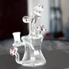 7" Mini Bubbler Bong Vattenpipor Glas Ash Catcher Inline Musstroom Bägare Perkolator Vattenpipa Oljerigg Bong Kvalitet 14,4 MM Led