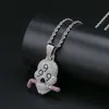 Fashion 999 skull diamonds pendant necklaces for men western luxury crystal pendants platinum plated copper zircon cuban chain necklace gift