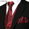 Pak Vest + Tie + Pocket Square Mannen Slim Fit Paisley Floral Vest Trouwjurk Vesten Mouwloze Jas Party Gilet Tuxedo Gest