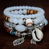 New Bohemian Nacional Estilo Matching Charme Moda Shell Natural Bracelet Elastic Rope Multi-camada de pulseira de jóias mulheres