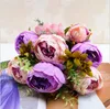 13 têtes / Bouque De Noël Fleurs Artificielles Fleur De Soie Européenne Automne Vivid Pivoine Faux Feuille De Mariage Décoration De Fête À La Maison