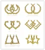 المجوهرات الفاخرة متعددة الأشكال العرقية كبيرة عتيقة الخيزران مطلي بالذهب الأقراط للنساء