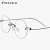 FONEX titane alliage lunettes cadre hommes Prescription sans vis myopie optique lunettes femmes sans monture ronde coréenne lunettes 98620